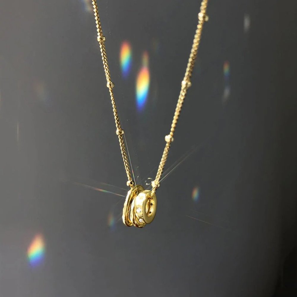 NEW Silver Gold Geometric Irregular Circle Necklace - Picture 8 of 8